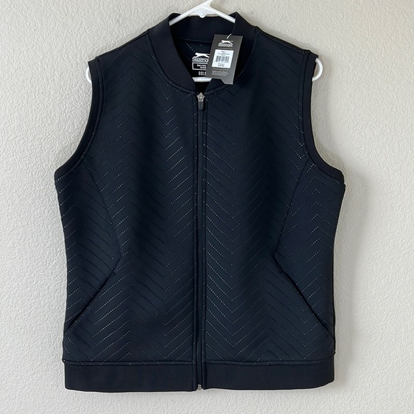 Slazenger Jackets & Blazers - NWT Slazenger Golf Black Missy Tech Quilted Zip Up Vest Size Large